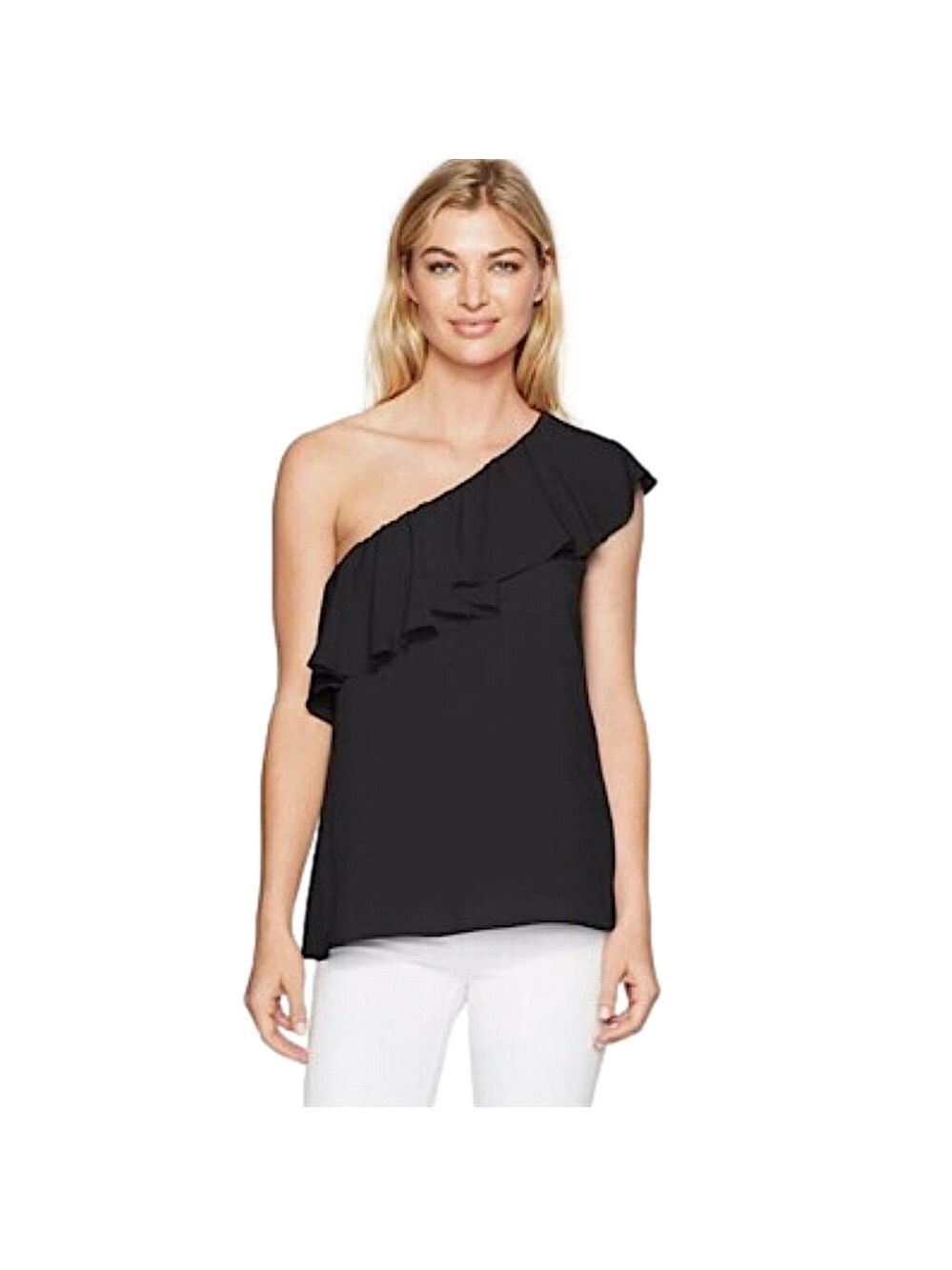 FRENCH CONNECTION One Shoulder Ruffle sleeve top